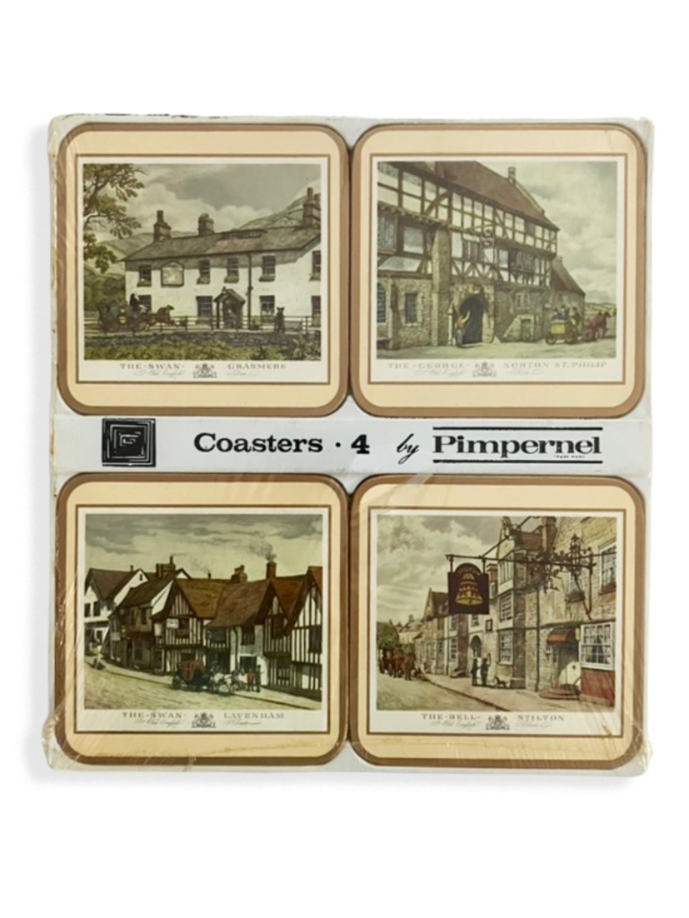 Vintage Pimpernel " Old English Inns " coasters. S/4 New w/ Original Packaging